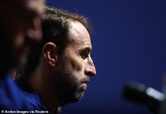 Football - International Friendly Match - England Press Conference - Hampden Park, Glasgow, Scotland, Great Britain - September 11, 2023 England manager Gareth Southgate during the press conference Action Images via Reuters/Lee Smith