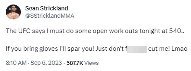 Sean Strickland offers to spar all comers who turn up