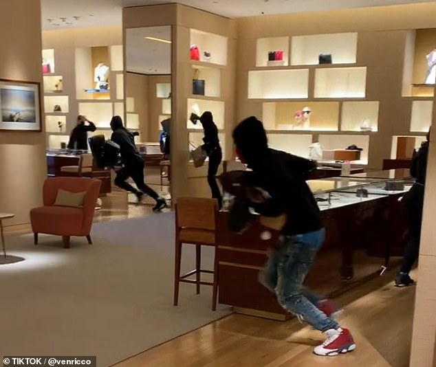 The video was posted by TikToker @Venricco and is the latest hit in the Bay Area.  Saturday's crime spree took place at the Chanel Outlet store