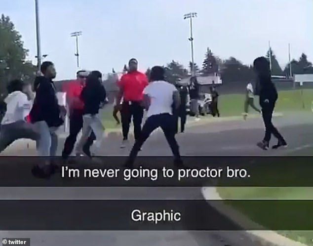 A violent brawl culminated in a shooting during a New York high school football game in Utica, in which a security guard was shot in the back of the head