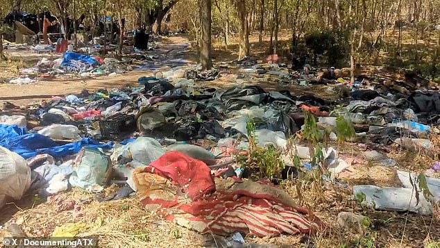 Shocking footage has exposed the scene at a homeless camp in Austin's West Bouldin Creek Greenbelt