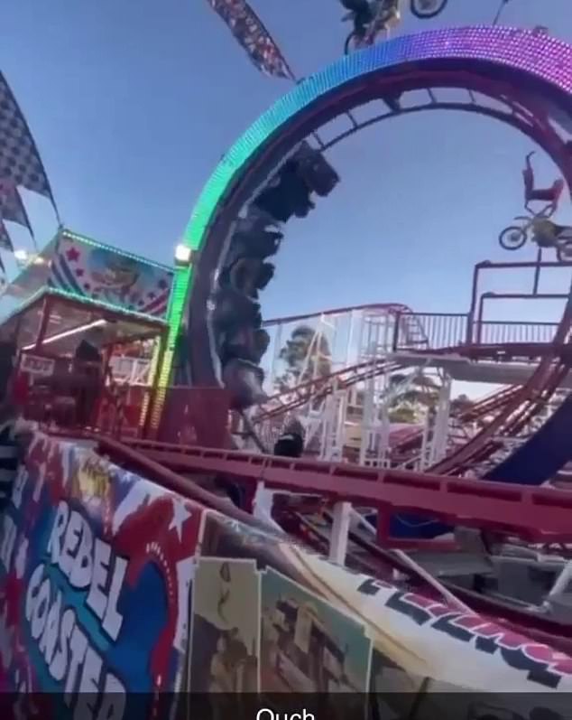 Gruesome footage showed Shylah Rodden (pictured in black) moments before he was hit by the Rebel Coaster at the Melbourne Royal show on September 24