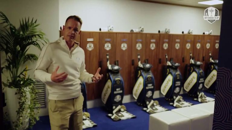 Luke Donald, Team Europe's Ryder Cup captain, gives us a behind-the-scenes look at their team room at Marco Simone Golf Course.