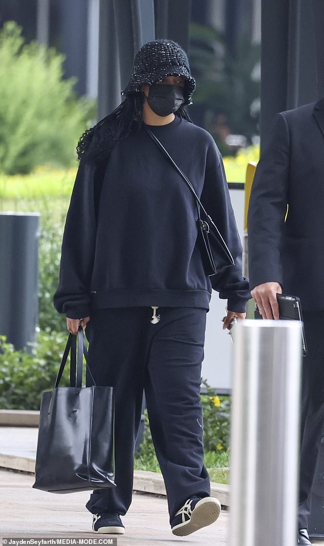 Solange Knowles, 37, (pictured) arrived Down Under very discreetly on Wednesday as she flew into Sydney Airport ahead of a planned live performance