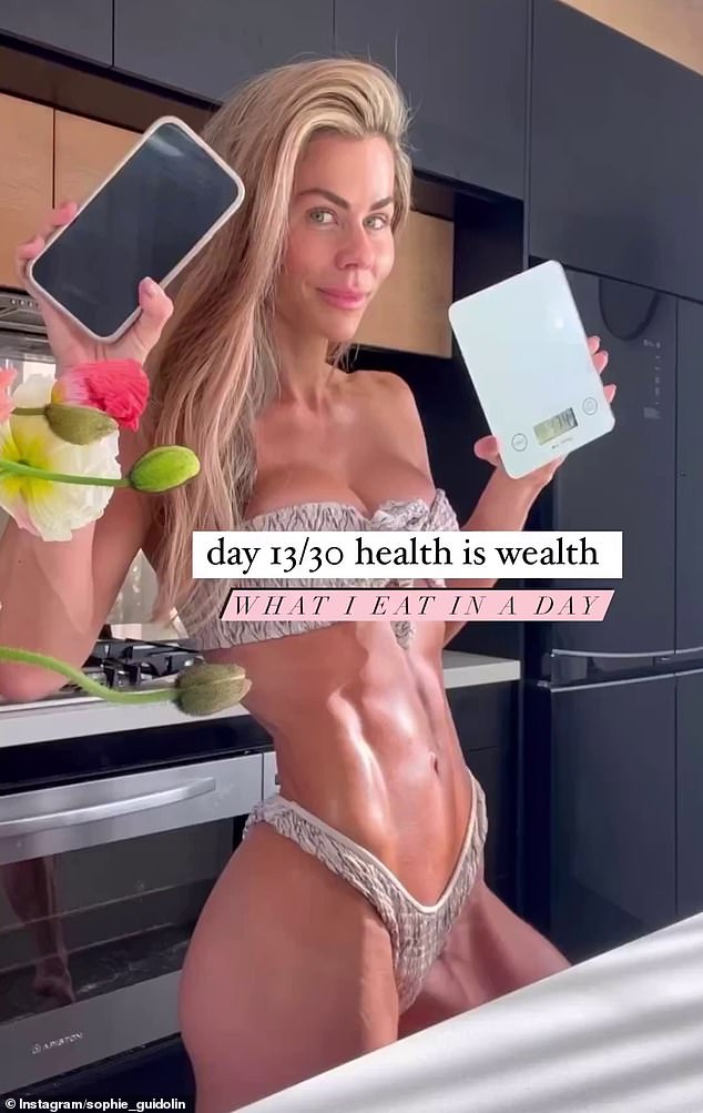 Sophie Guidolin (pictured) sparked health concerns on Thursday after making the alarming admission that she works out '4 to 5 times a day'