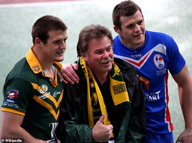 Rugby legend Steve 'Slippery' Morris (pictured, centre) has a coffee shop owner to thank for saving his life after he suffered a stroke this week