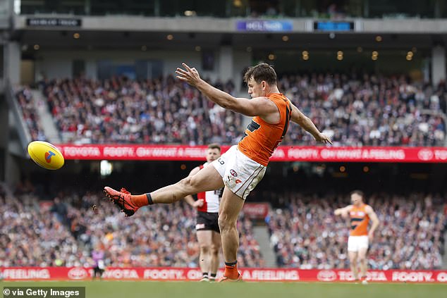 The Giants' Brent Daniels scores one of his team's 15 goals as they eliminate St Kilda