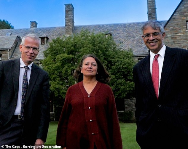 Drs Jay Bhattacharya of Stanford University, Sunetra Gupta of Oxford University and Martin Kulldorff of Harvard University, lead authors of the Great Barrington Declaration.