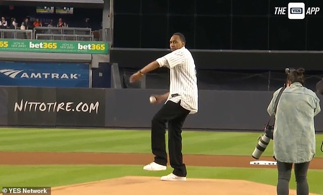 Smith's toss from the pitcher's mound didn't even reach the plate and bounced into the mud