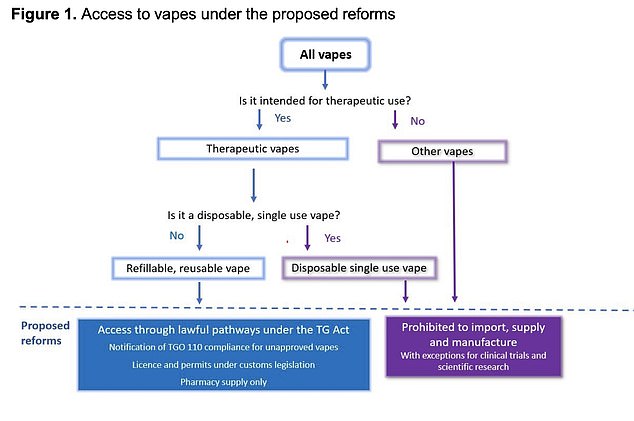 The Therapeutic Goods Administration - which oversees the approval of prescription drugs and medications - revealed the secret plans in an official consultation document (pictured)