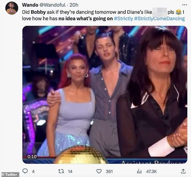 Hilarious: Viewers left hysterical after discovering Bobby got confused with Strictly's timetable and reportedly thought he was dancing on Sunday night