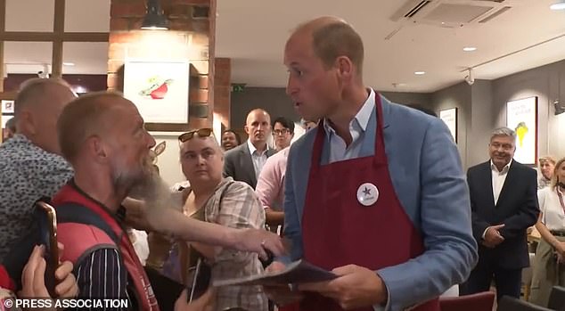 He joined Pret's staff to learn about a plan to help 500 people who are homeless or at risk of becoming homeless find jobs at the chain's UK branches over the next five years.