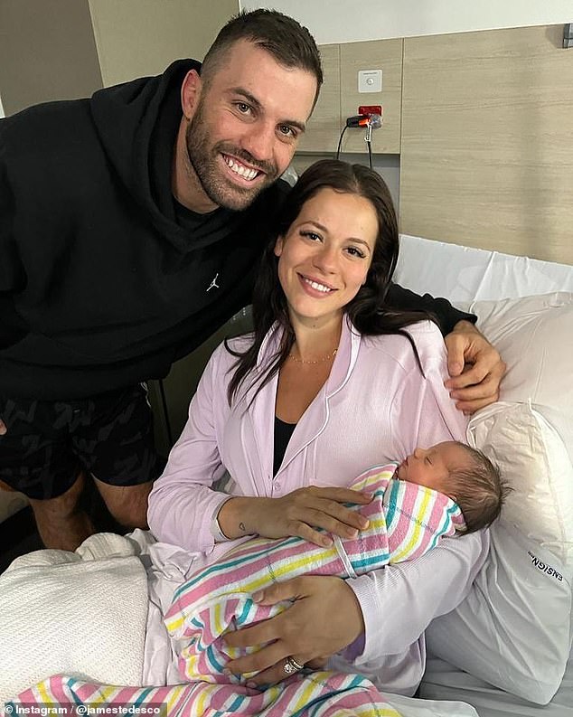 Proud parents James and Maria Tedesco welcome their daughter into the world