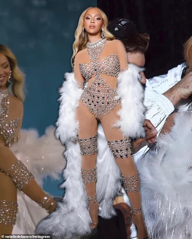 Sydney designer Natalie De'Banco told The Daily Telegraph on Thursday that she was shocked after Beyoncé wore one of her outfits on her Renaissance World Tour in Las Vegas.  Pictured