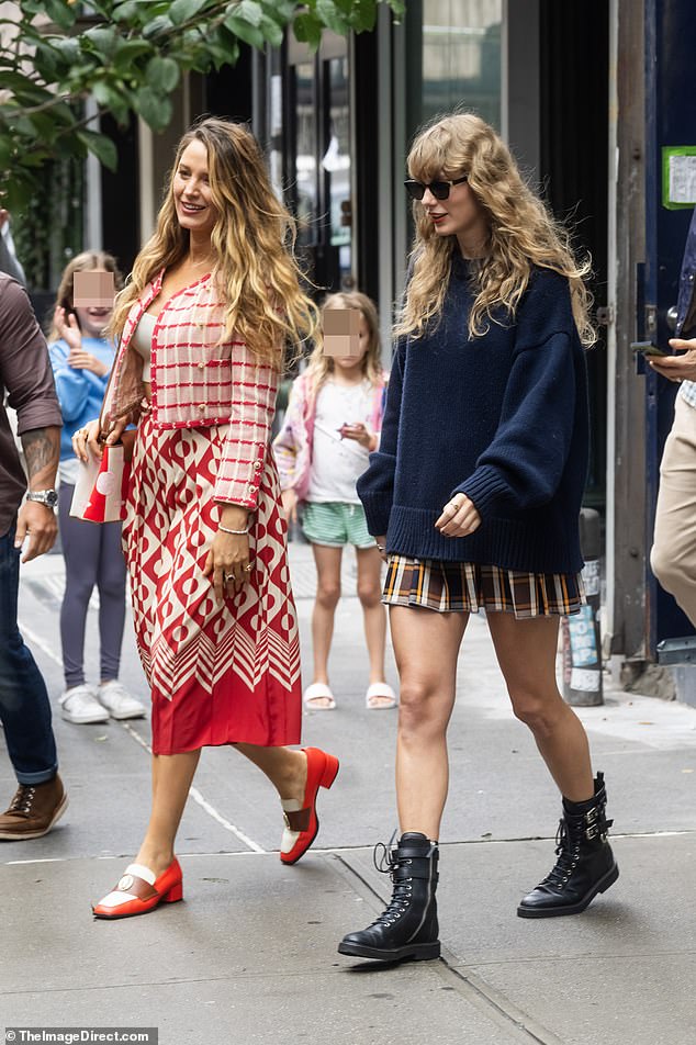 Star power: Taylor was spotted leaving a location in Tribeca with Blake, 36, and Ryan, 46