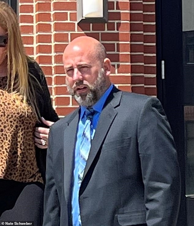 Christopher Doyle was seen leaving Ocean County Superior Court after a jury found him responsible for sharing his former student's nude photos