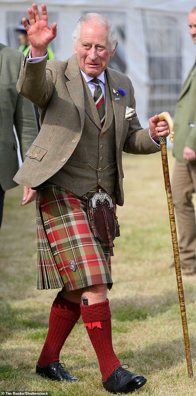 The king feels comfortable in a kilt