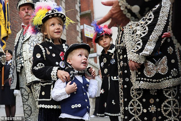 Children also dressed up today to support the Harvest Festival service at the Guildhall in London