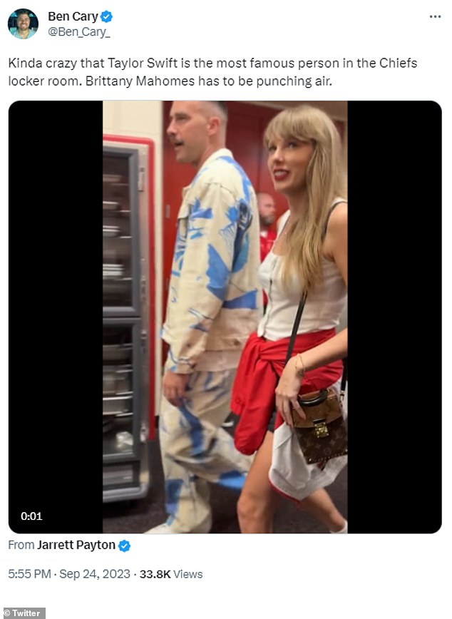 Travis Kelce and Taylor Swift are all over the internet after the singer appeared during the athlete's Sunday Night Football game against the Chicago Bears on September 24.