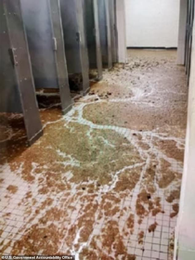 The report found that sewage regularly overflowed into one of the facility's bathrooms