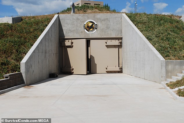 The photo shows the entrance to the luxury bomb shelter that can withstand a direct nuclear attack