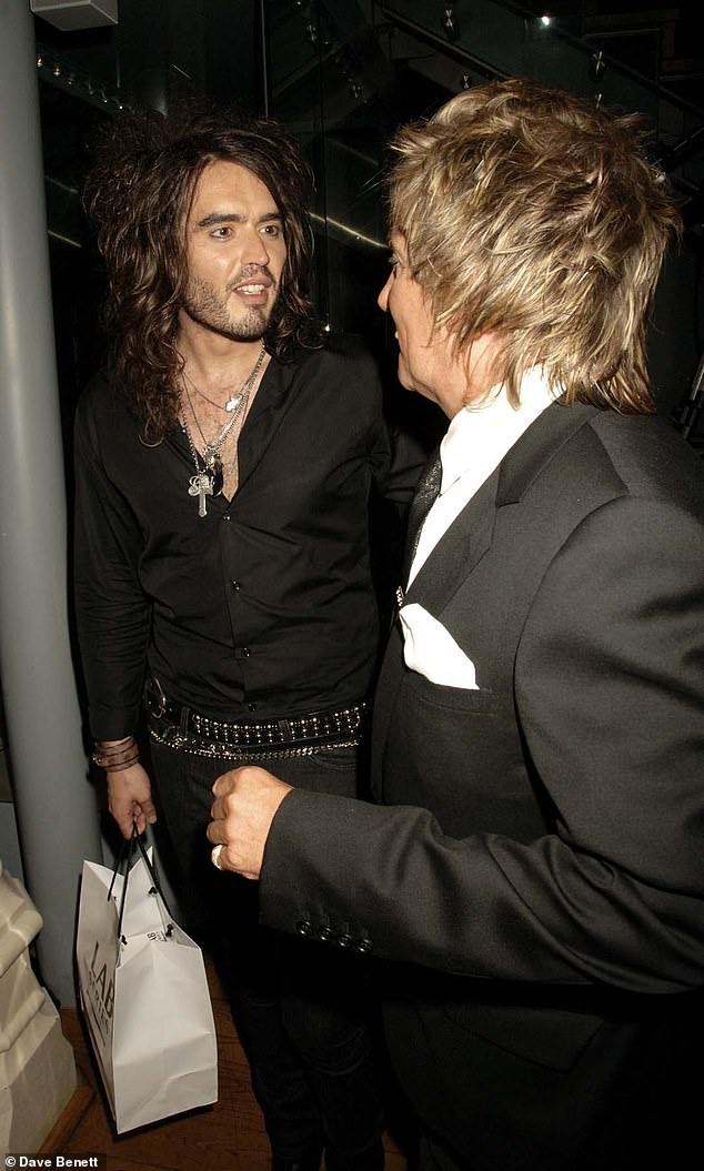 Furious: Russell Brand, 48, was called out by a furious Sir Rod Stewart, 78, at the 2006 GQ Man Of The Year Awards after claiming to have slept with the singer's daughter, Kimberly (pictured)