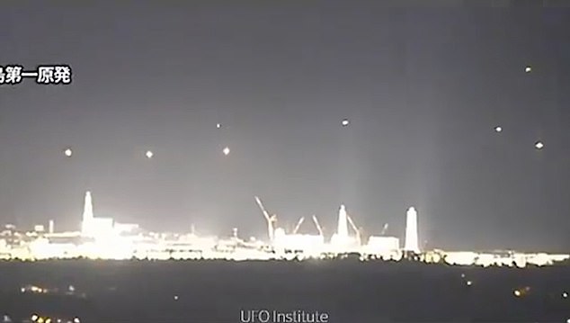 An alleged unidentified flying object sighted in the night sky over Japan