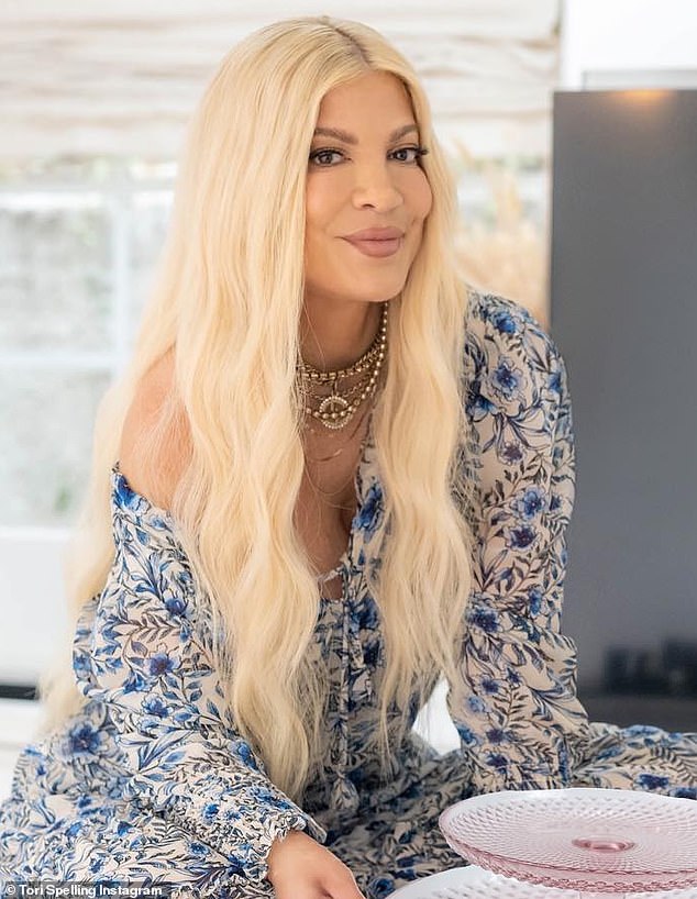 Still a 10: Tori Spelling looked flawless on Wednesday after a difficult month.  The star, 50, was seen in new posts for her QVC appearance