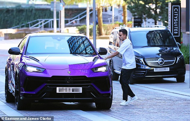 Dele Alli (left) and Sergio Reguilon (right) were spotted in Manchester in a £260,000 Lamborghini Urus, with the former taking the latter for lunch at the city's 20 Stories restaurant