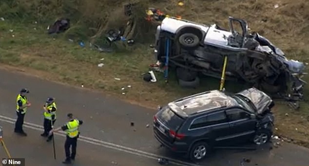 The crash on the outskirts of Melbourne left one man dead and his partner fighting for his life