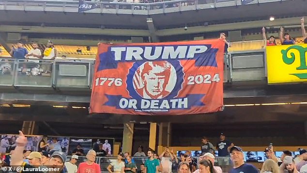 A flag staunchly supporting former President Donald Trump was unveiled on Wednesday night