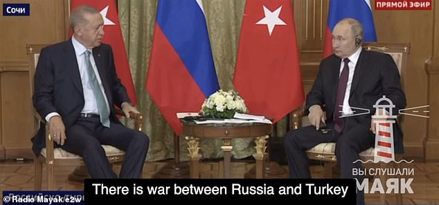 The Russian dictator seemed momentarily stunned when the interpreter translated the opening speech of the president of Ankara at a summit in Sochi.  