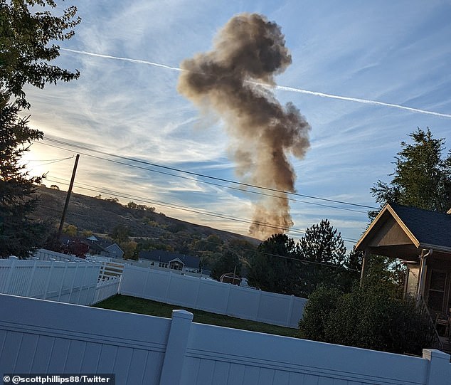 Large plumes of smoke could be seen where the F-35 crashed just outside Salt Lake City in October 2022