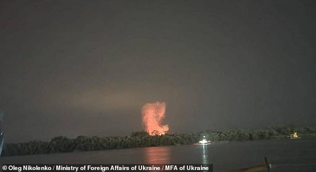 Oleg Nikolenko shared an image of what appeared to be flames from an explosion near a body of water.  He claimed that Iranian-made Russian drones had fallen into Romanian territory and detonated during a night attack on the Ukrainian port of Izmail - a claim Romania denied