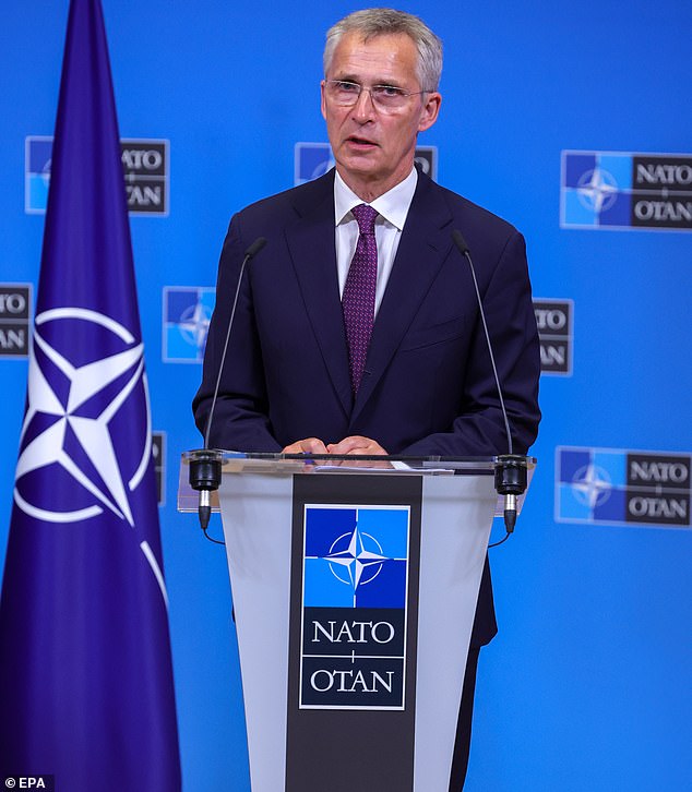 NATO Secretary General Jens Stoltenberg holds a joint press conference with the President of Kosovo at Alliance Headquarters in Brussels, Belgium, on September 7