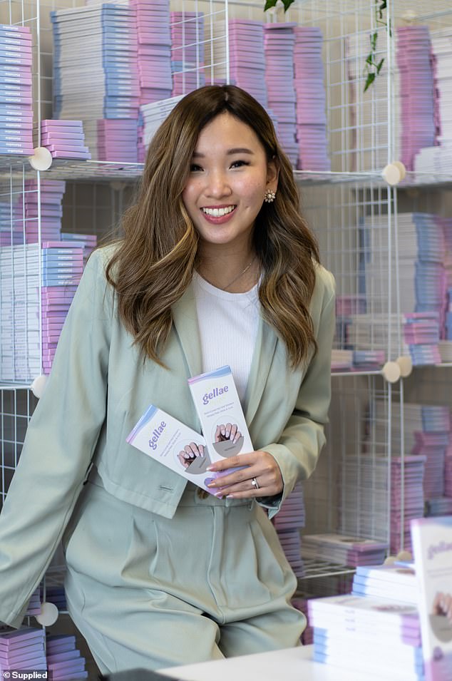 Serene Lim (pictured), from Melbourne, founded Gellae nail stickers in November 2022, bringing a little-known technology to Australian shores after seeing its success overseas