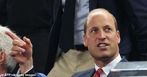 Britain's Prince William, Prince of Wales, attends the France 2023 Rugby World Cup Pool C match between Wales and Fiji at Stade de Bordeaux in Bordeaux, south-west France on September 10, 2023. (Photo by ROMAIN PERROCHEAU / AFP) (Photo by ROMAIN PERROCHEAU/AFP via Getty Images)