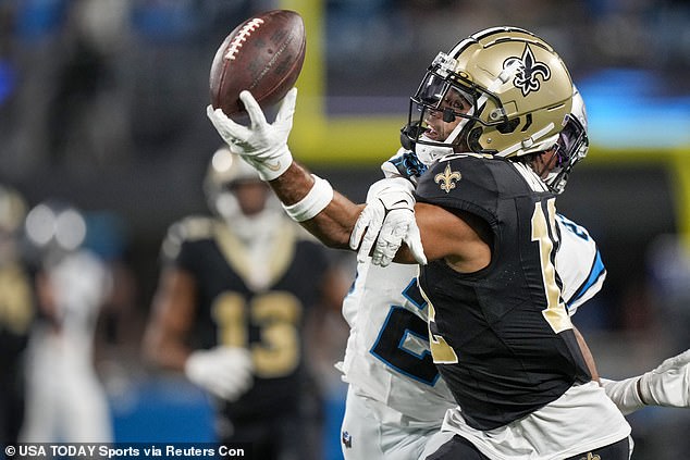 Chris Olave made a stunning one-handed catch to help the Saints beat the Panthers