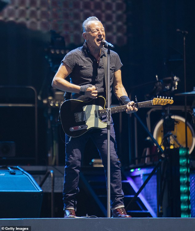 Get well soon: Bruce Springsteen has postponed all his remaining 2023 concerts until next year as he recovers from a stomach ulcer (above, the singer performs on August 9, 2023)