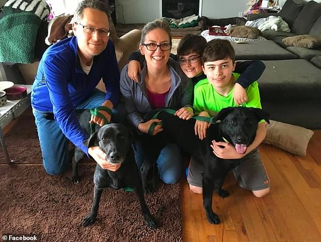 Rep. Jennifer Wexton is pictured above with her family.  The MP revealed this week her new diagnosis of a rare neurological condition called progressive supranuclear palsy (PSP).