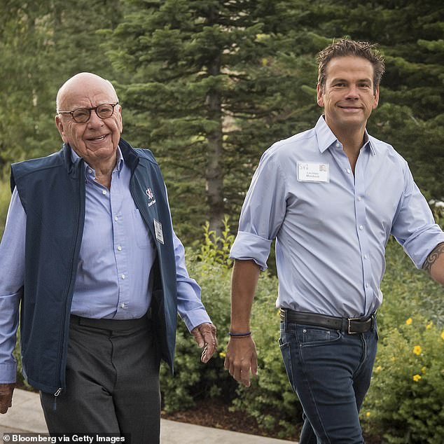 Rupert Murdoch is seen with his eldest son Lachlan Murdoch in 2018.