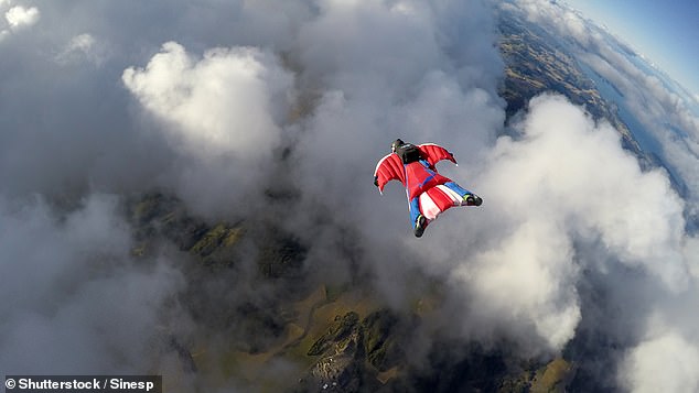 Nicolas Galy, 40, dived from the plane at about 4,000 meters, wearing a sleek wingsuit - a full-body device that allows the wearer to glide like a bird (stock image)