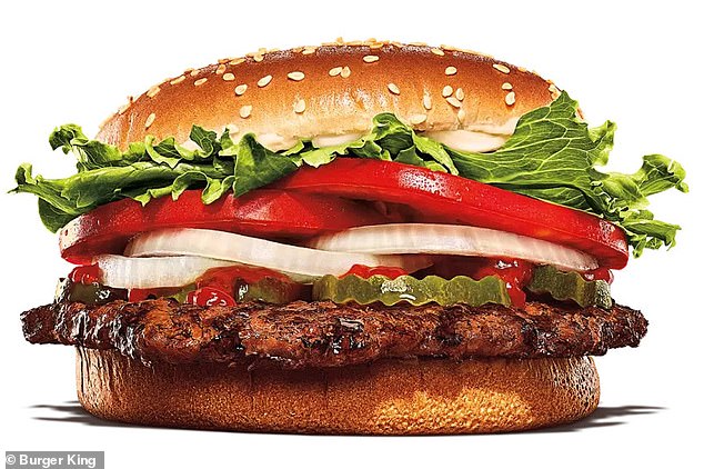 The fast food chain's faded paper is dated October 8, 1986 and lists three Whopper burgers (pictured) purchased for $4.62 - which works out to $1.54 each