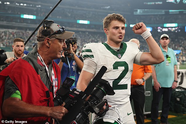 A water bottle was thrown at Zach Wilson moments after the Jets defeated the Buffalo Bills