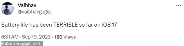 Complaints flooded X, formerly Twitter, after the launch of Apple's iOS 17 update