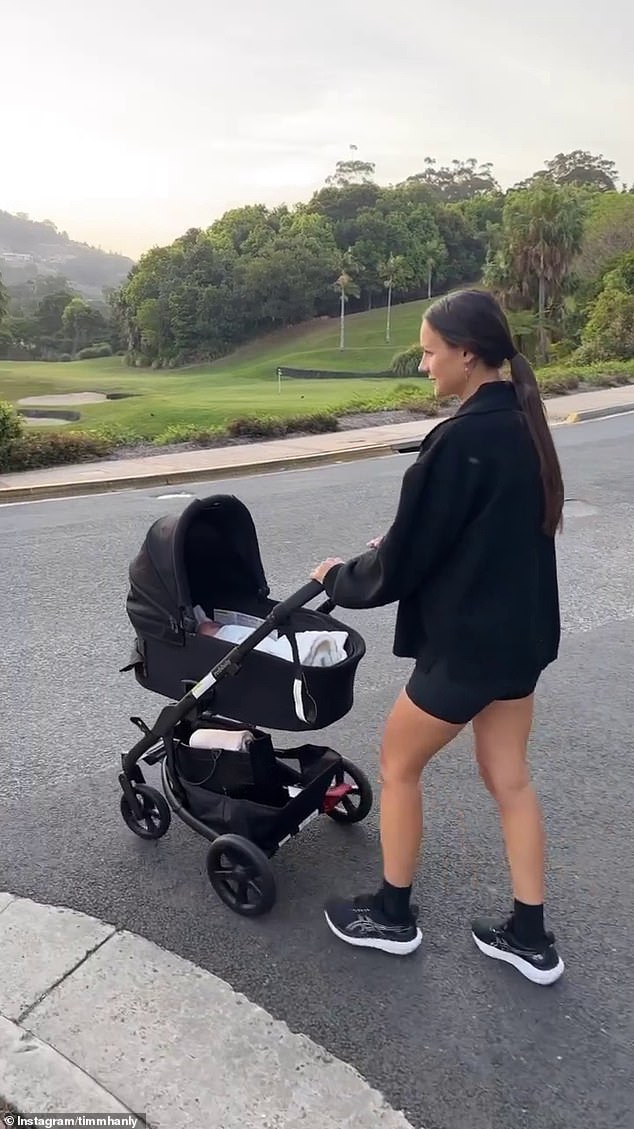 On Sunday, the 31-year-old Frontrunner designer took to Instagram to share images from their first interstate holiday as a family.  The clip shows Briana taking little Harper for a walk outside.