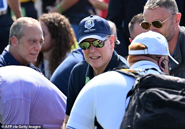 Prince Albert was seen on the grounds without his wife Princess Charlene of Monaco, 45