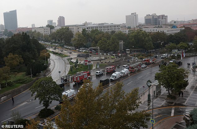 Police have cordoned off the south side of the Ministry of the Interior building