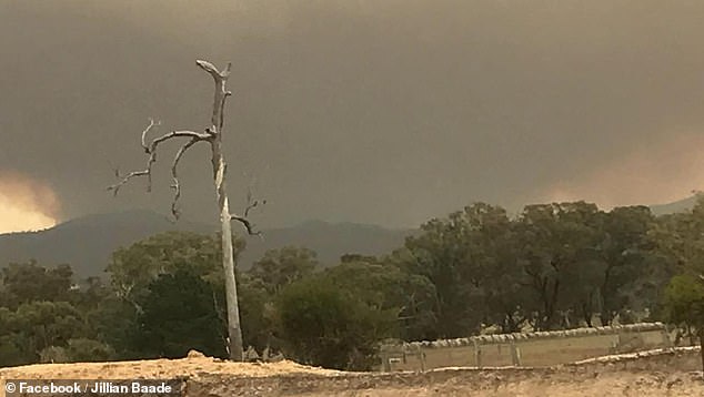 Black smoke fills the air above a rural estate in south-east Victoria (pictured)