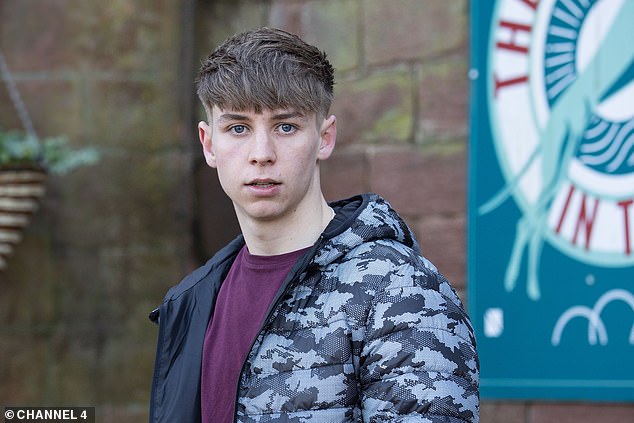 For sale: A pair of socks from Billy's brand's premium range costs £9.99, plus postage, and he also sells T-shirts, jumpers, tracksuits and sports towels (Billy pictured as his Hollyoaks character Sid Summer)